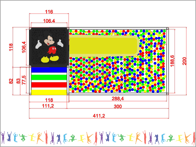04 - 40226 - Top Oyun Havuzu Fileli (Soft Play) Teknik Çizim